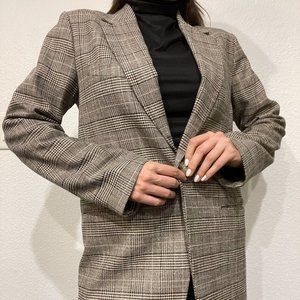 H&M single-breasted oversized blazer jacket micro plaid